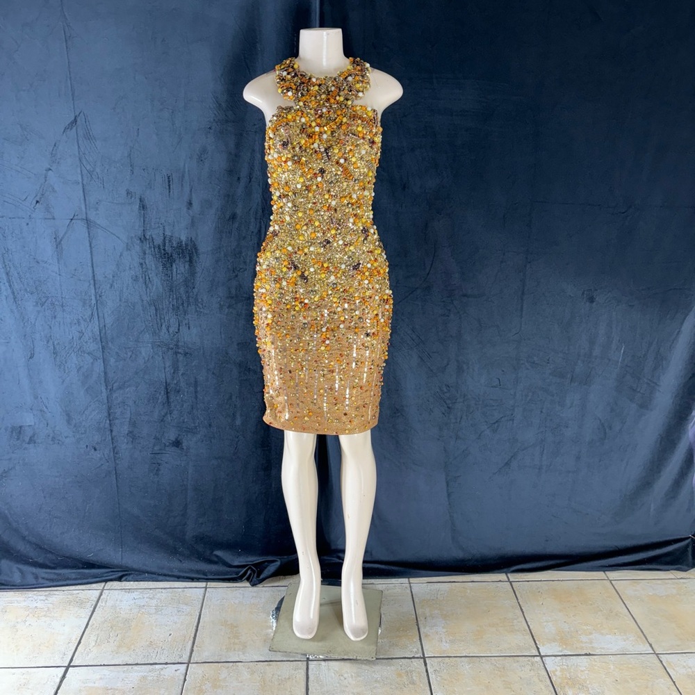 Glamorous Gold Sequin Mini Dress by Mandalay